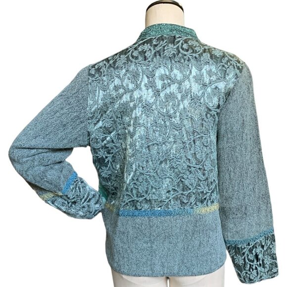 Retro BOHO VTG Embroidered Beaded Mixed Media Statement Jacket Sz S 82G - Picture 5 of 14
